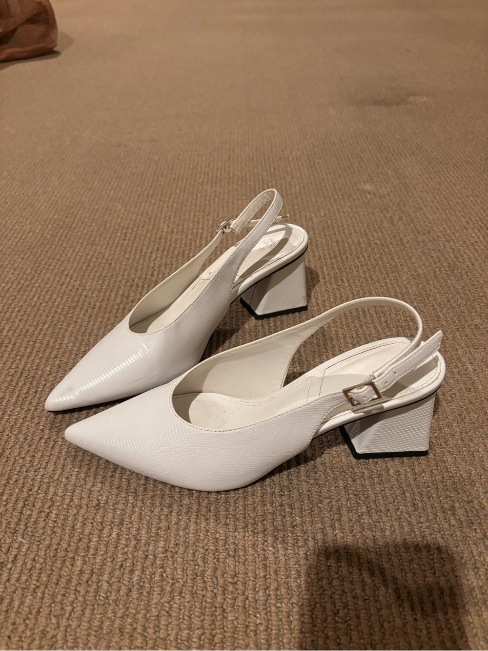 Zara White Pointed Slingbacks